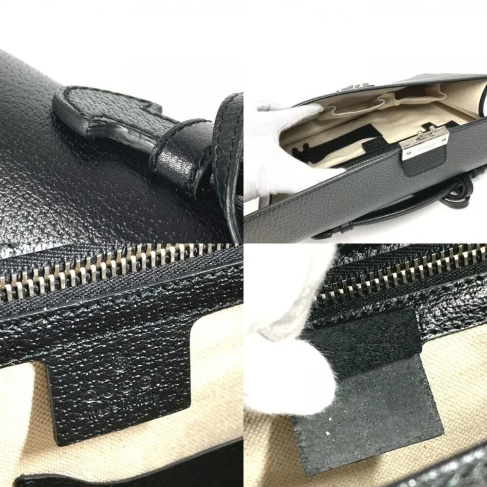 Gucci Handbag Logo Leather Black